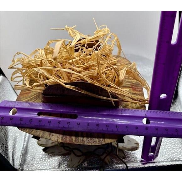 Scarecrow Metal Straw Hair Wood Nose Nut eyes RARE - Picture 10 of 10